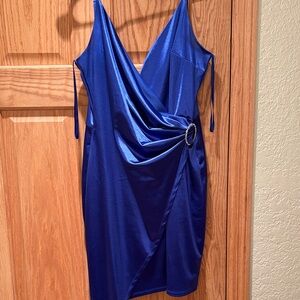 Sleek Royal Blue Asymmetrical Dress